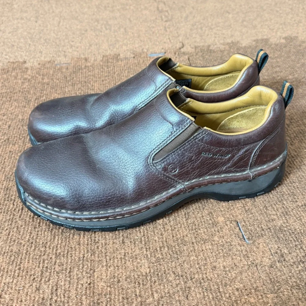 Red Wing‎ Shoes Mens 6702 Brown Leather Slip On Safety Toe Work Shoes 10.5 D SD